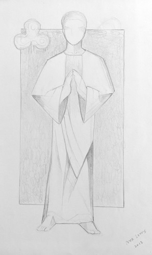 pencil drawing of 'Ordained' for 'The Story of St Patrick'